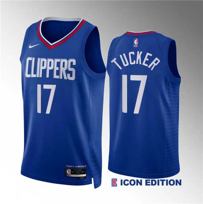 Men%27s Los Angeles Clippers #17 P.j. Tucker Blue Icon Edition Stitched Jersey Dzhi